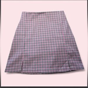 John Galt Pink Plaid Mini Skirt